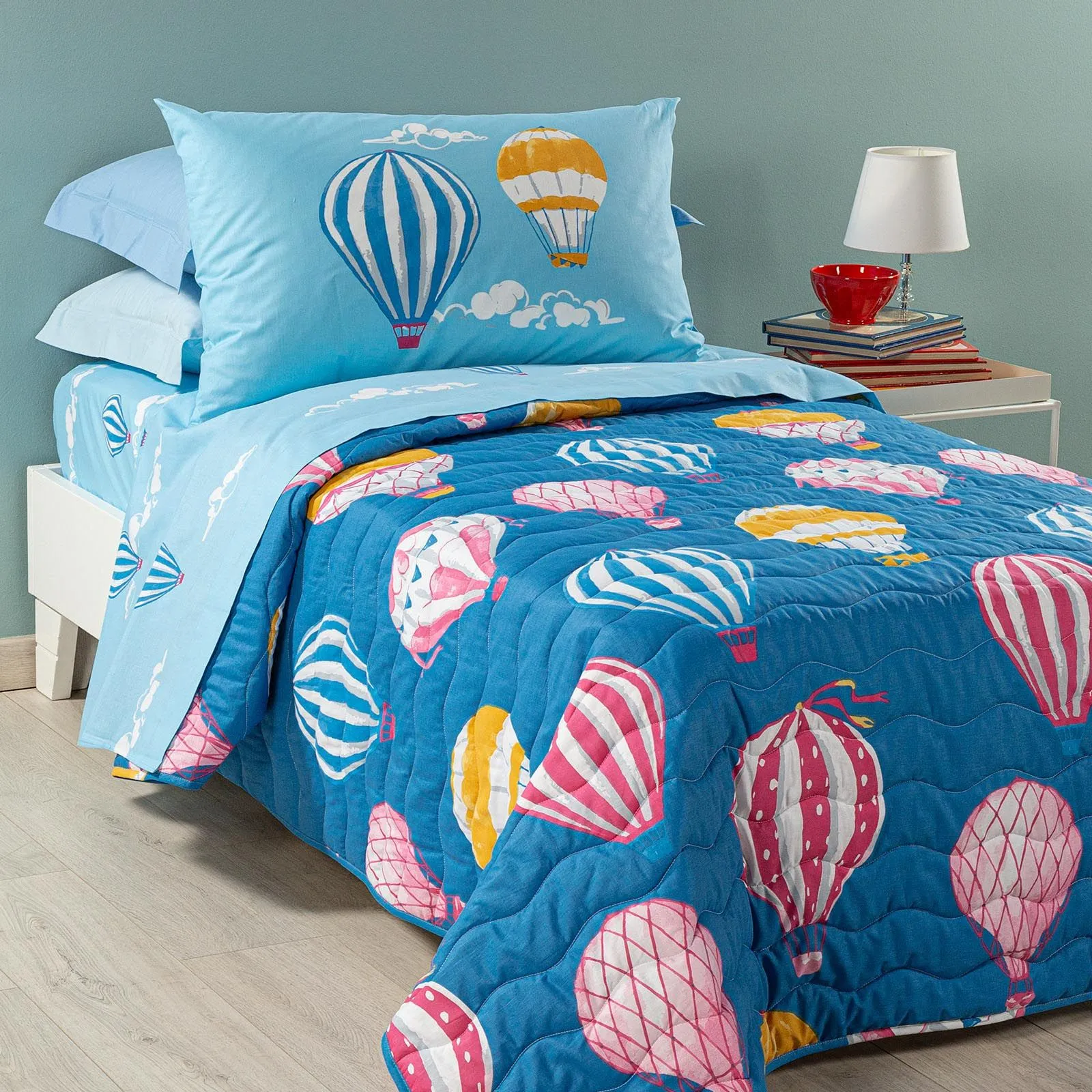 Copriletto Primaverile Mongolfiere in Cotone - immagine 3