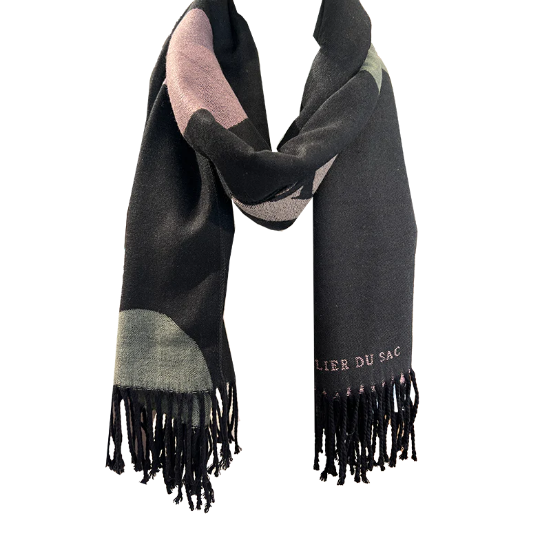 Sciarpa donna elegante bicolore con frange - immagine 2