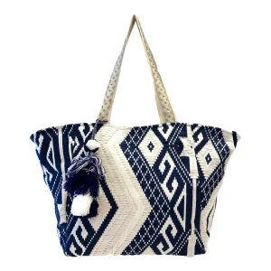 Borsa in Tessuto con Ricamo Artigianale Blu