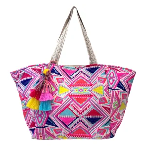 Borsa in Tessuto con Ricamo Artigianale Multicolor