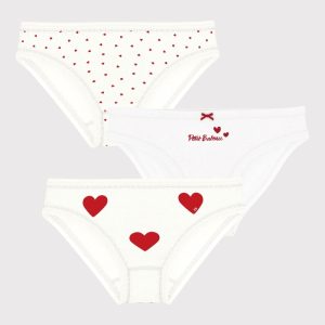 Confezione da 3 slip bambina in cotone motivo cuore