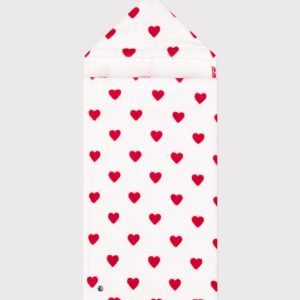 Mantellina da bagno bebè in spugna a cuoricini