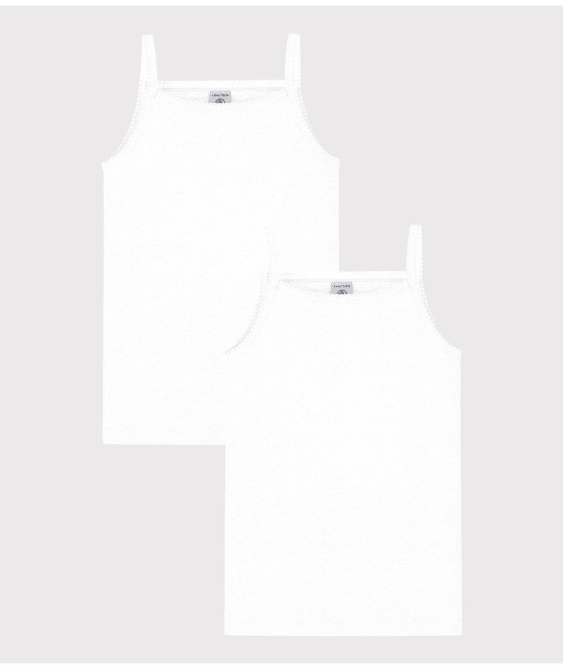 Confezione da 2 canottiere con spalline bianche bambina