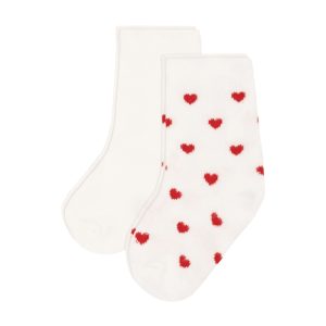 Confezione da 2 paia di calzini bebè in jersey di cotone a cuori