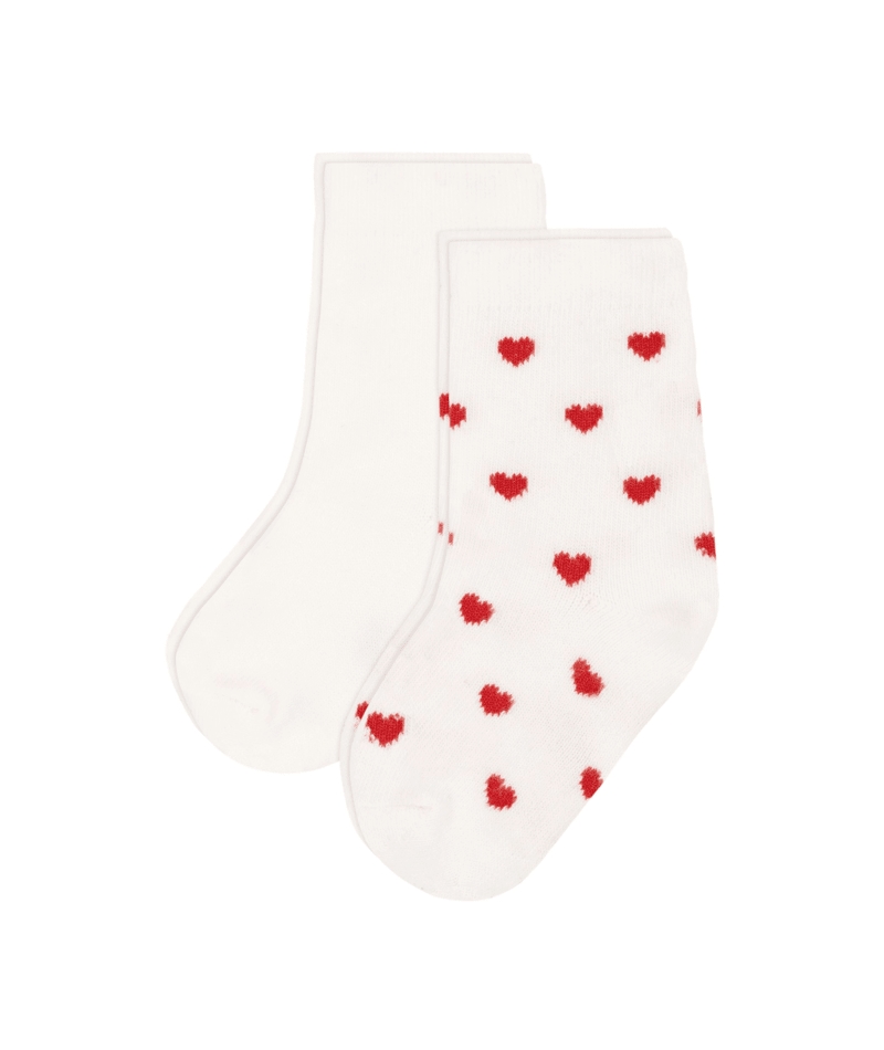 Confezione da 2 paia di calzini bebè in jersey di cotone a cuori - immagine 2