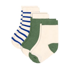 3 paia di calzini in cotone a righe neonato