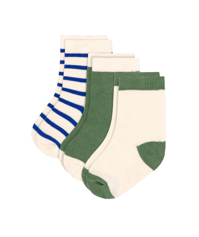 3 paia di calzini in cotone a righe neonato