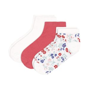 3 paia di calzini in cotone con stampa a fiori bambina