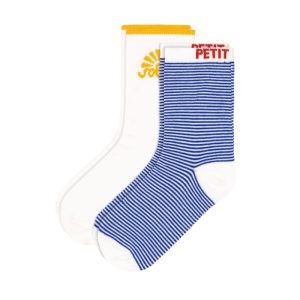 2 paia di calzini in cotone a righe bambino