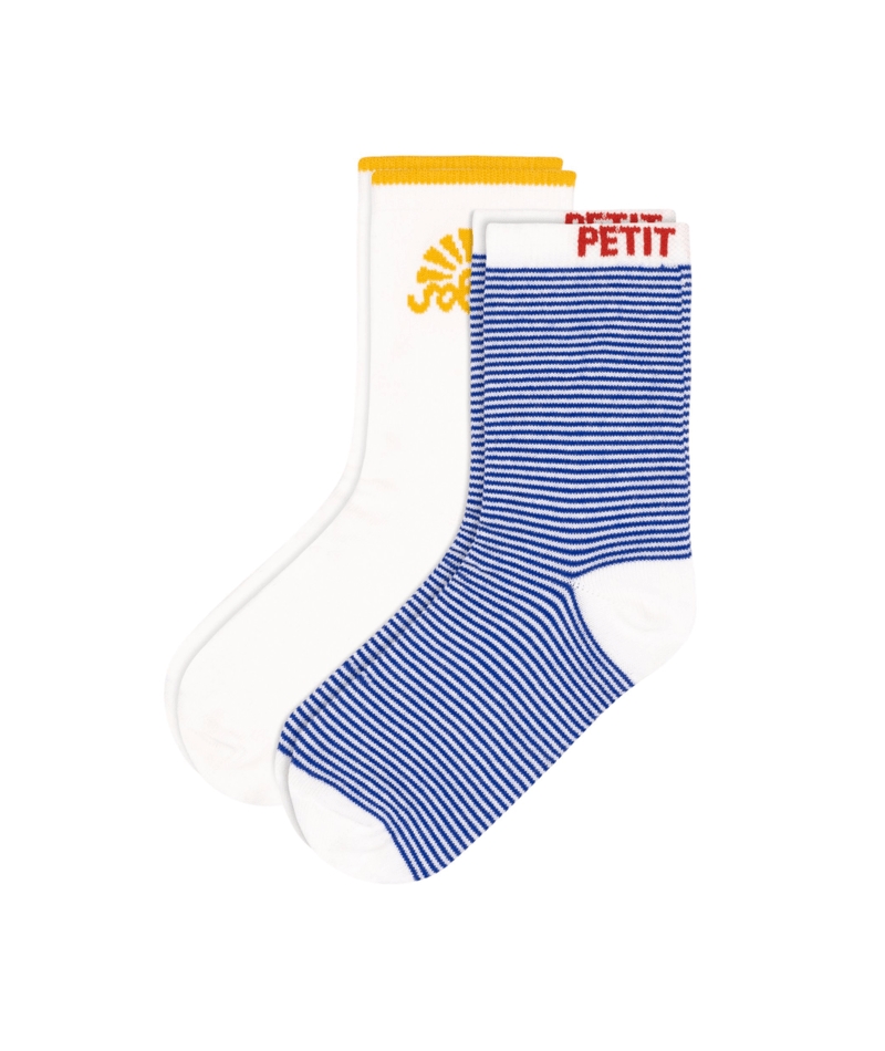 2 paia di calzini in cotone a righe bambino