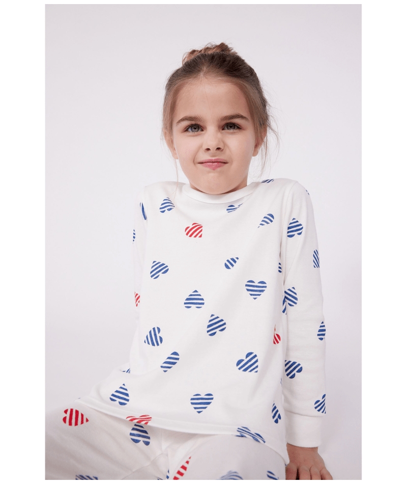 Pigiama a maniche lunghe in cotone con cuori stampati bambino - immagine 2