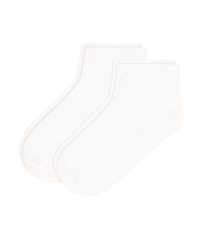 2 PAIA DI CALZINI PER BAMBINI IN COTONE BIANCO A TINTA UNITA