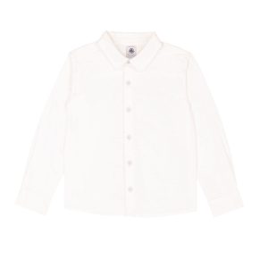 Camicia bambino a maniche lunghe in cotone tinta unita