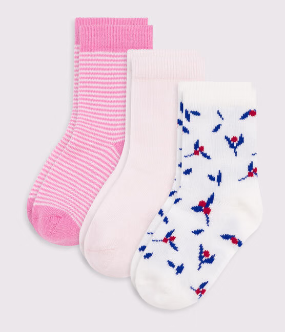 3 paia di calzini in cotone con stampa a fiori neonata - immagine 2
