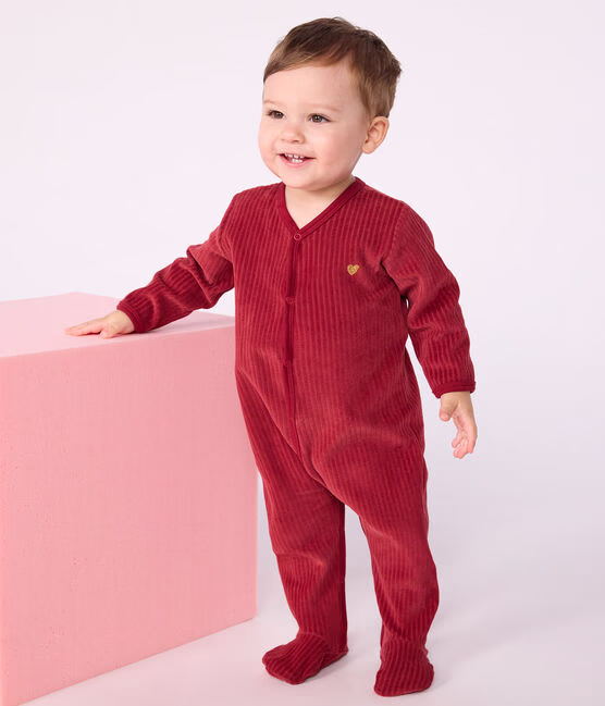 Pigiama in ciniglia tinta unita neonato