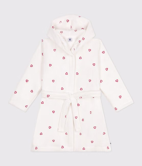 Accappatoio bambina in spugna di cotone con cuori ricamati - immagine 6