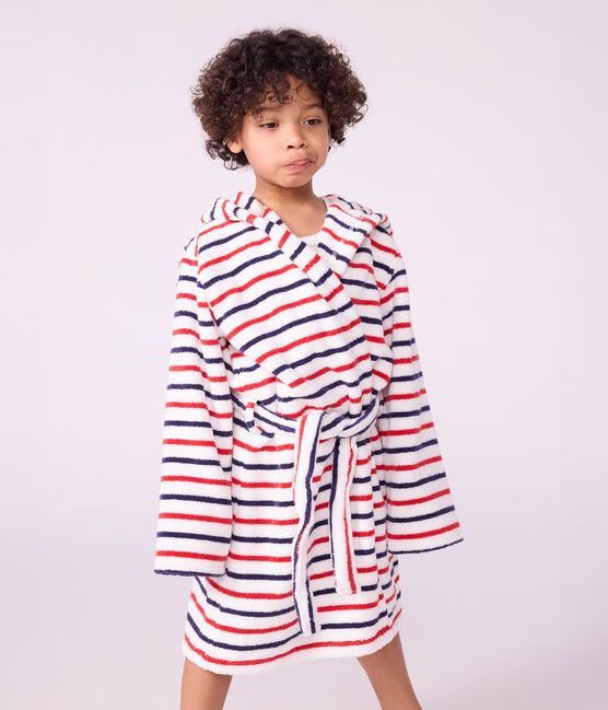 Accappatoio bambino in spugna di cotone a righe