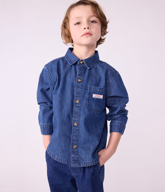 Camicia di jeans tinta unita bambino.