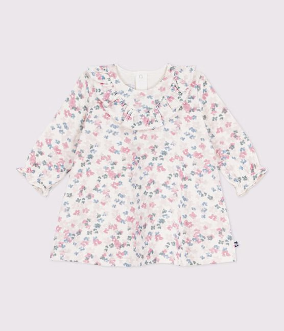 Abito a maniche lunghe in cotone con stampa a fiori neonata