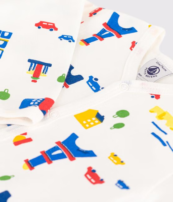 Pigiama in tessuto felpato spazzolato con colletto e stampa Parigi neonato - immagine 3