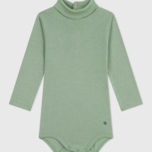 Body a dolcevita in cotone tinta unita neonato