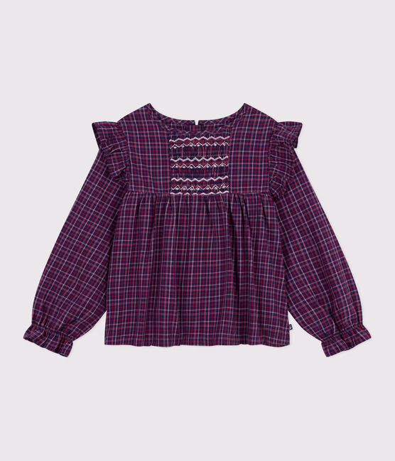 Blusa a maniche lunghe in flanella a quadri bambina