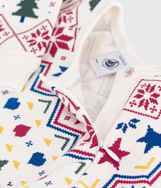 Pigiama con cerniera in tessuto felpato spazzolato con stampa natalizia neonato - immagine 3