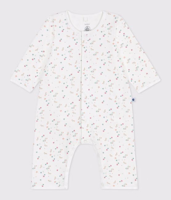 Bodyjama senza piedini in cotone con stampa a fiori neonato