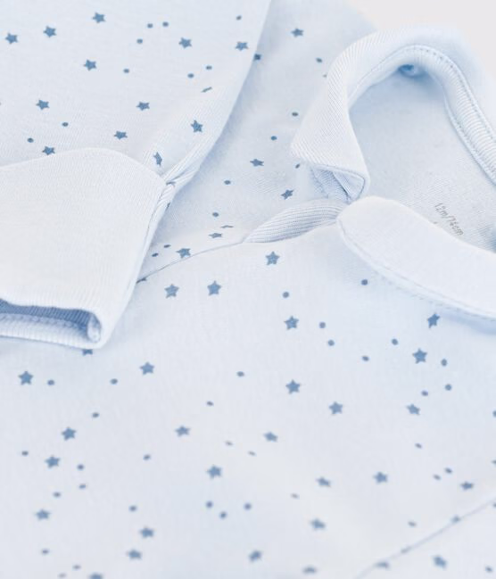 Pigiama in cotone con stelle stampate e colletto neonato - immagine 3