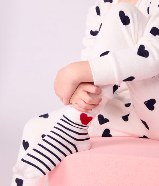 3 paia di calzini in cotone a righe e cuori bambino - immagine 3