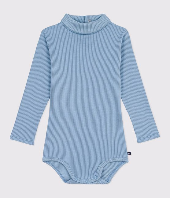 Body a dolcevita in cotone tinta unita neonato