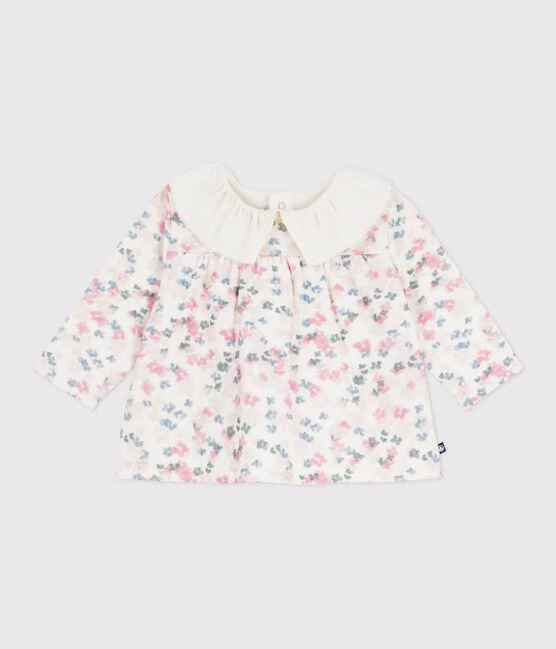 Blusa a maniche lunghe in cotone con stampa a fiori neonata