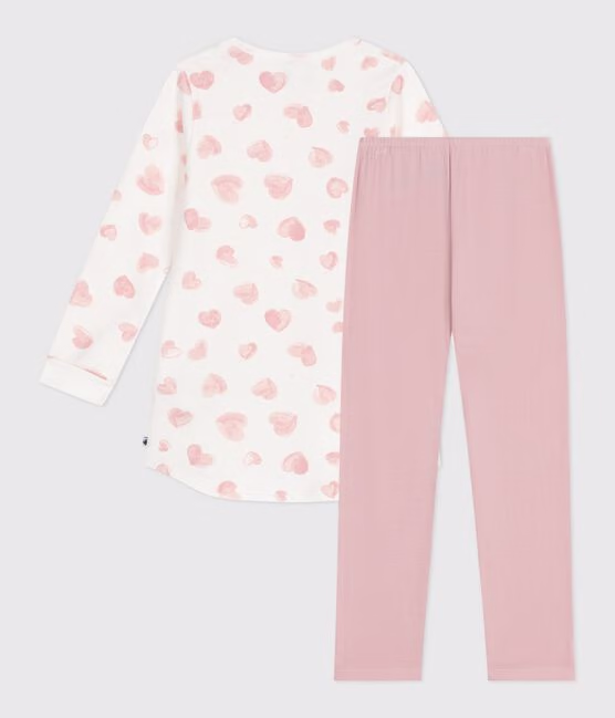 Camicia da notte e leggings bambina in tessuto felpato con stampa a cuori - immagine 4