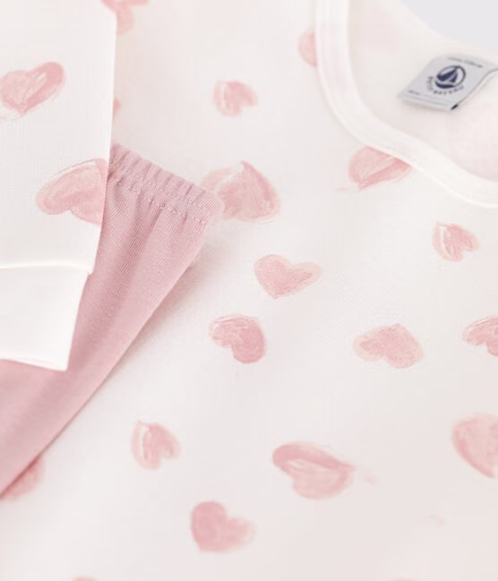 Camicia da notte e leggings bambina in tessuto felpato con stampa a cuori - immagine 3