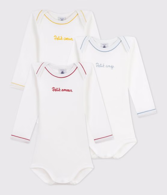 Confezione di body a maniche lunghe in cotone con scritta neonato