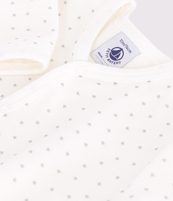 Pigiama in ciniglia con cuoricini stampati neonato - immagine 3