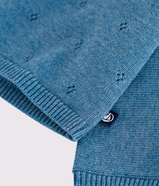 Brassière con incrocio in maglia traforata di misto lana e cotone neonato - immagine 3