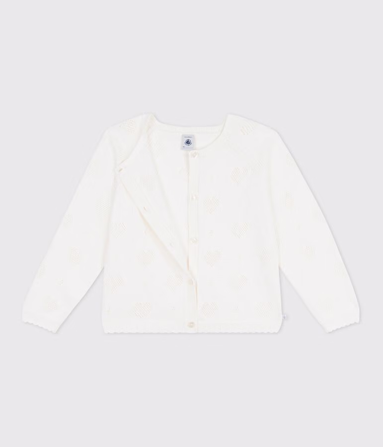 Cardigan in cotone tinta unita bambina