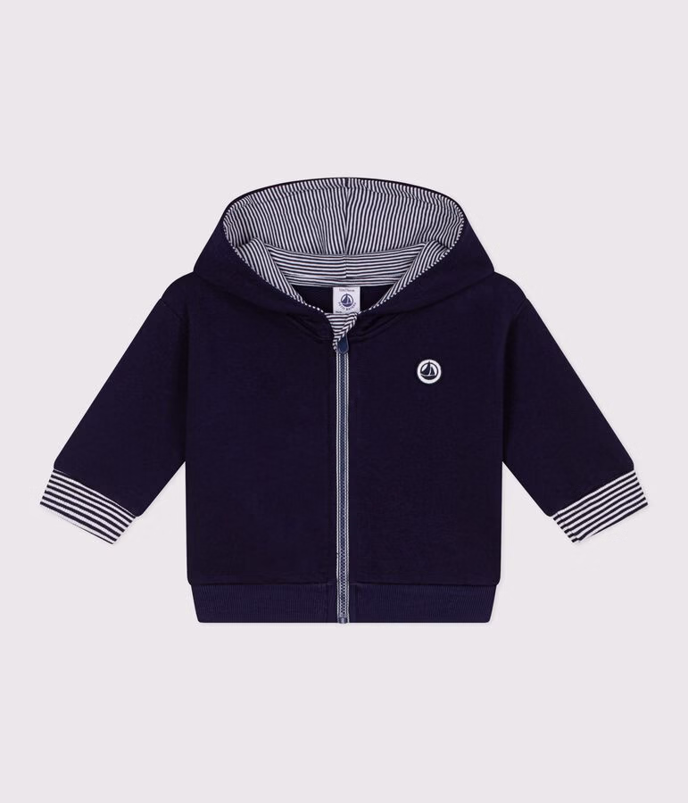 Felpa con cappuccio in cotone con dettagli a righe neonato