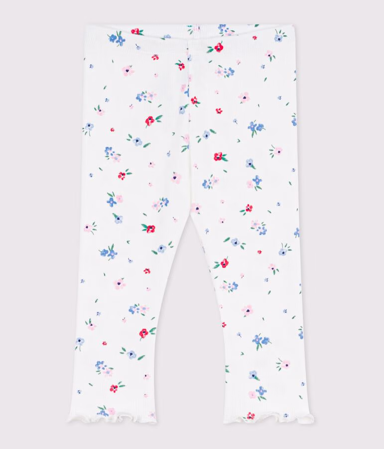 Leggings in cotone con stampa a fiori neonato