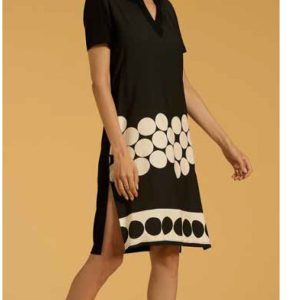 Abito Bisbigli a Mezza Manica con Stampa Cerchi