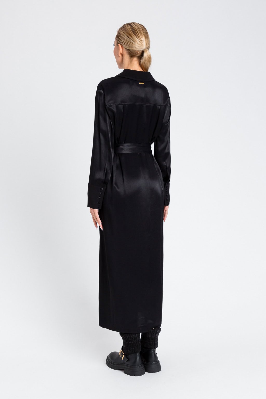 Abito Chemisier Donna Twinset in Raso di Viscosa con Cintura - immagine 3