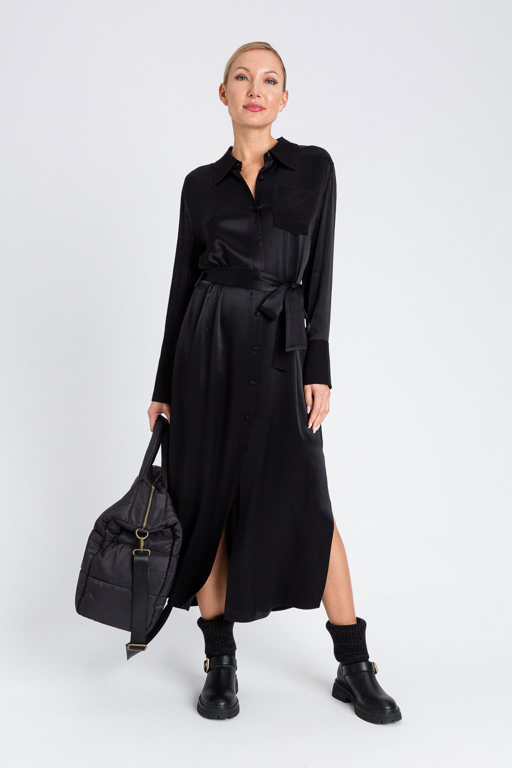 Abito Chemisier Donna Twinset in Raso di Viscosa con Cintura