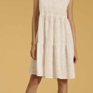 Abito in mussola di cotone con spalla larga 