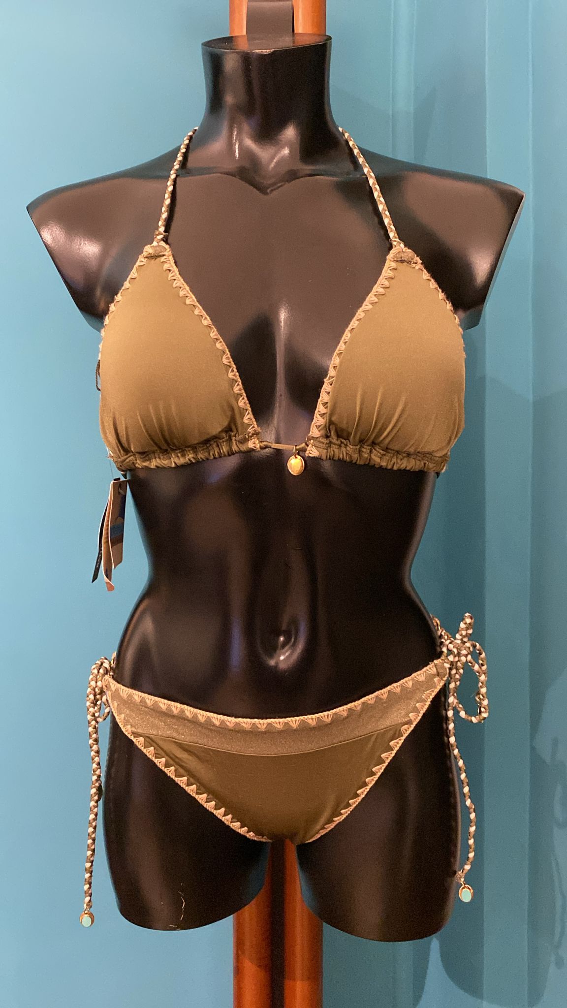 Bikini Banana Moon triangolo coppa removibile verde militare taglia L-prezzo speciale