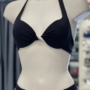 Bikini Donna Fattore C con Reggiseno e Slip Fisso Cipria e Nero