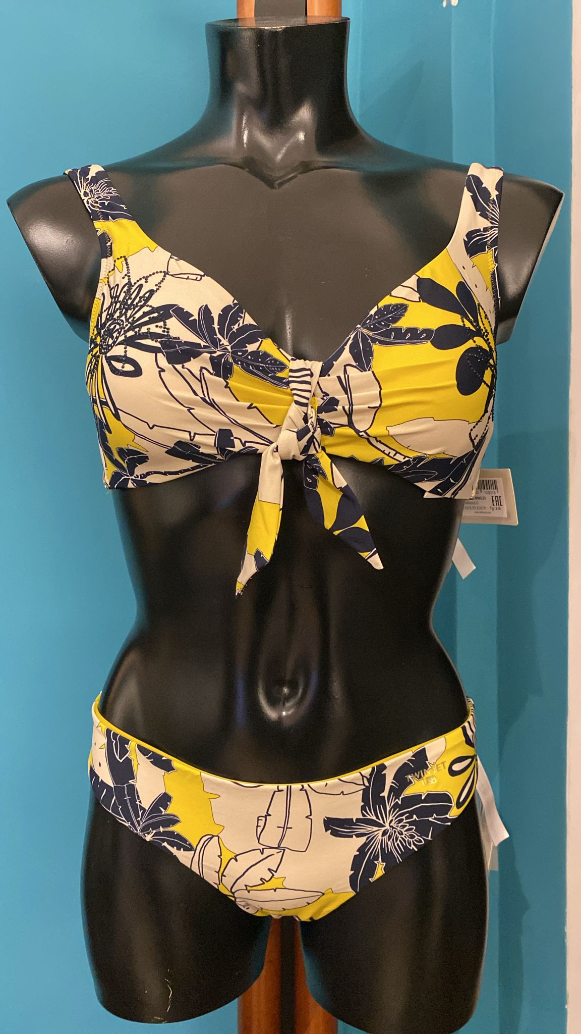 Bikini Triangolo Twinset con Coppa, Nodo Centrale e Strass – Ultimo Pezzo a Prezzo Speciale