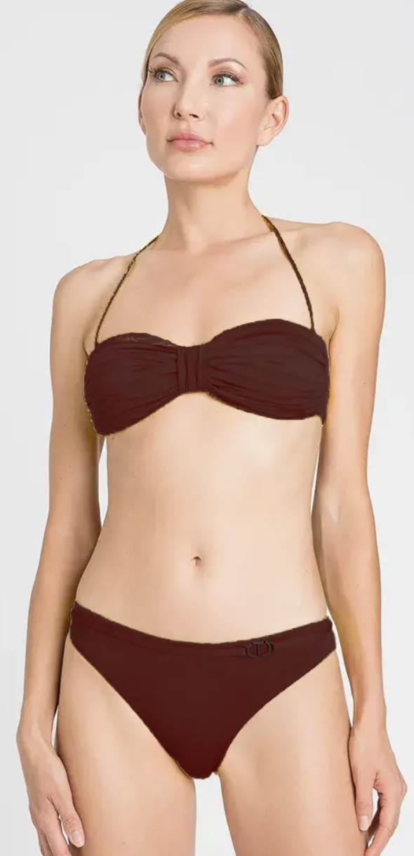 Bikini Twinset a Fascia con Drappeggio e Nodo Centrale – Slip Brasiliano Fisso - immagine 2