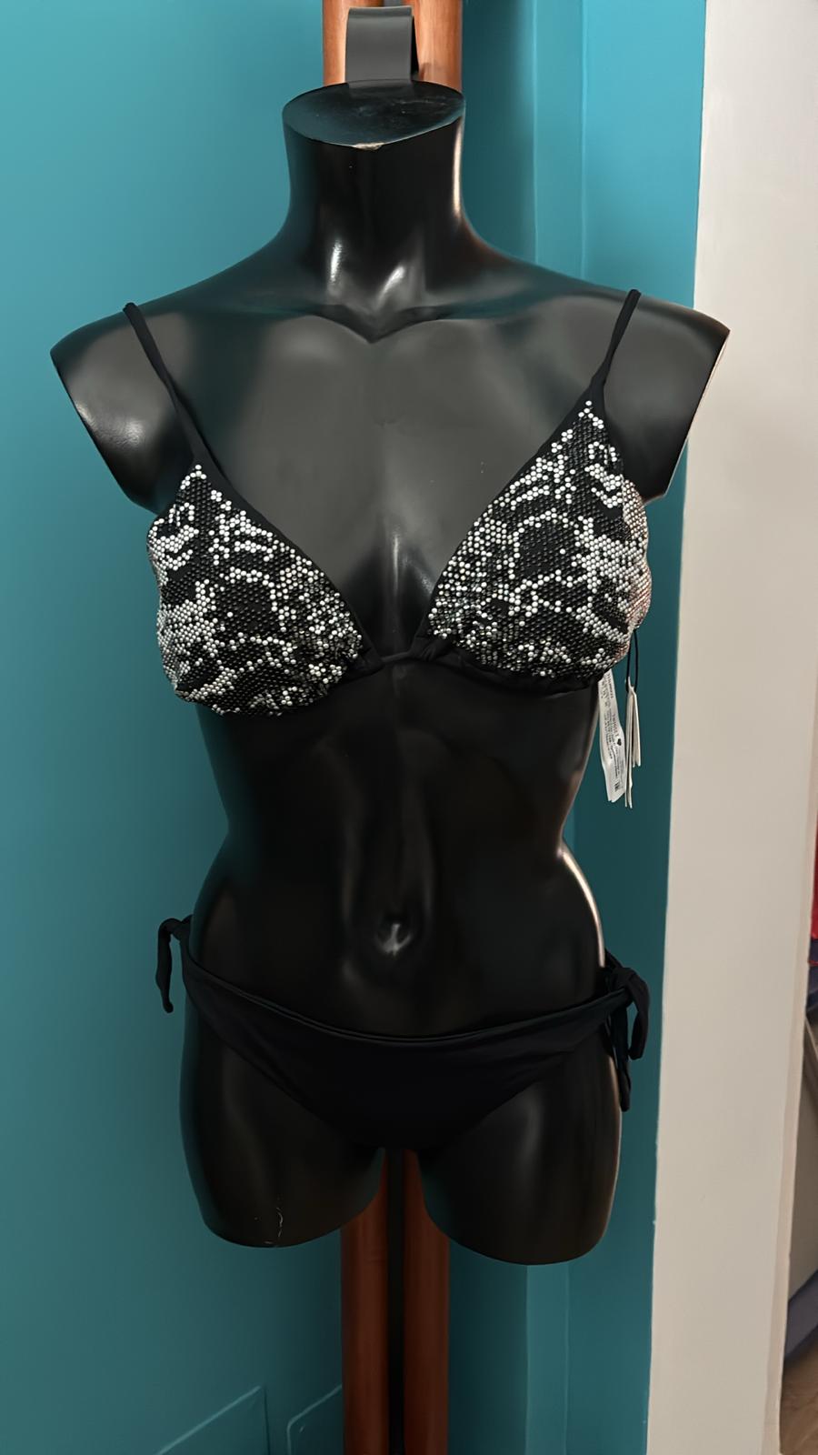 Bikini a Triangolo Nero con Paillettes Twinset – Ultimo Pezzo a Prezzo Speciale