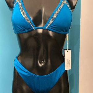 Bikini a Triangolo con Dettaglio in Rete e Slip Brasiliano